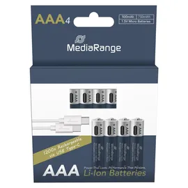 MediaRange USB-C Li-Ion Akku AAA 500 mAh 4 St.
