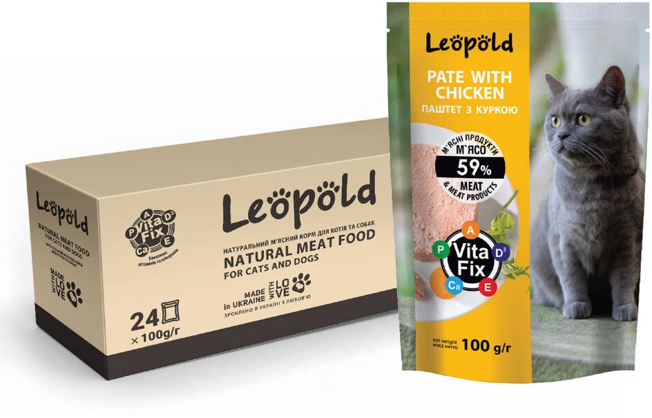 Leopold Fleischpastete mit Huhn für Katzen 24x100g (Rabatt für Stammkunden 3%)