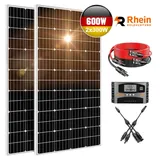 PFCTART Solaranlage 600W Vollsolaranlage, solarpanel, solarmodul, 300 W, (Inkl. 40A MPPT Laderegler, 3m Solarkabel + Y-2-Solarstecker), ideal für Wohnmobil, Balkonanlage, Garten- und DS-Anlage, Boote