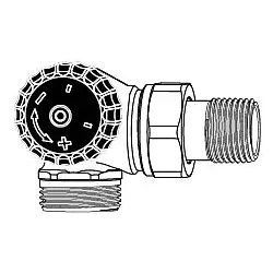 Heimeier Thermostat-Ventilunterteil 2343-02.000 G 3/4 AGxR 1/2, Winkeleck, Rotguss, links, geringer Widerstand