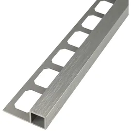 Fliesen Alfers Quadratprofil / Ecken Aluminium gebürstet hochglanzeloxiert | Fliesenprofil 2,50 m Länge - 12,5 mm