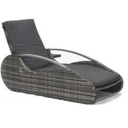 Garten Lounger Sessel Liege Sonnenliege Relaxliege Gartenliege Rattan Optik grau
