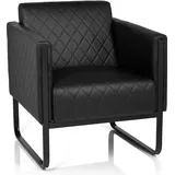 HJH Office Loungesessel ARUBA BLACK Kunstleder 56 x 54,5 x 73 cm Schwarz mit Armlehnen