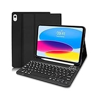 iPad 10 Generation Tastatur Hülle, Tastatur Hülle für iPad 10th Gen 2022 10,9 Zoll, Slim Schutzhülle mit Pencil Halter Wireless Abnehmbare QWERTZ Bluetooth Tastatur für iPad 10. Gen 10,9"-Schwarz