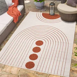 Outdoorteppich CARPET CITY "DUO RUG 5739", rot, B:200cm H:5mm L:290cm, Obermaterial: 100% Polypropylen, Teppiche, Wendeteppich Wetterfest In- & Outdoor, Balkon, Terrasse, Wohnzimmer