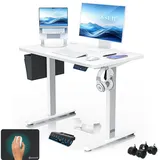 Kesser KESSER® Höhenverstellbarer Schreibtisch elektrisch Ergonomisch Steh-Sitz Schreibtisch 3-Funktions-Memory Steuerung Inkl. 360° Rollen & USB-Ladeanschluss Computertisch für Homeoffice