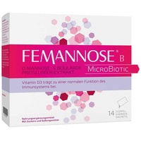 Femannose B MicroBiotic | 14 Beutel | Probiotikum mit D-Mannose Pulver hochdosiert mit 5400mg (Tag), Saccharomyces Boulardii, Cranberry & Vitamin D | unterstützt Blase & Immunsystem | laborgeprüft