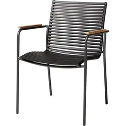 Cinas Stapelsessel MOOD Classic, Aluminium Anthrazit / Kunststoff-Lamellen Schwarz