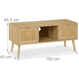 Relaxdays TV-Lowboard 100 x 45,5 x 40 cm Natur Holzwerkstoff
