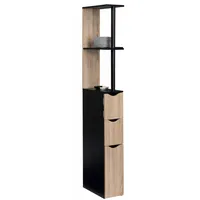 IDMarket Wc-möbel Regal Holz Willy 3 Türen schwarz und Buche