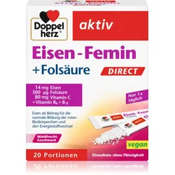 Doppelherz Eisen-Femin Direct Säckchen trägt zur normalen Produktion von roten Blutkörperchen und Hämoglobin bei 20 St.