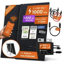solarway Solarway® 1000W Balkonkraftwerk 800W komplett Steckdose - neuester 800 Watt Wechselrichter - Solaranlage Komplettset - 500W Solarmodule & Envertech & Zubehör