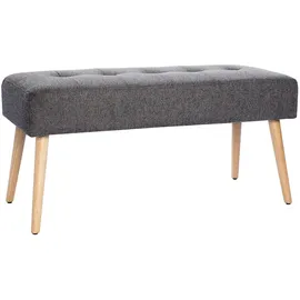 miliboo Gepolsterte Bank aus hellgrauem Stoff mit Samteffekt und hellem Holz B95 cm GUESTA