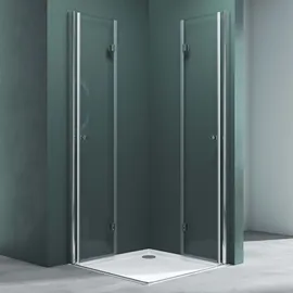 mai & mai Duschkabine Falttür 180° Klarglas 70x80x190cm ESG Klappbar Faltbar Duschtür Lotus-effekt NANO Eckeinstieg R26 - Mai&mai