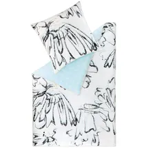 Esprit Satin-Bettwäsche-Set "Grace" in Weiß/ Schwarz/ Hellblau | Gr.: 140 x 200