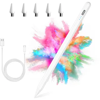 Tablet Stift Android Stylus Pen für Samsung/Huawei/Lenovo/Mi/Vivo, Universal Stift mit Hoher Präzision und Neigungs Empfindlichkeit(Weiß)