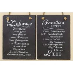 Schild Hängeschild Wandschild Schiefer Rezept Familie oder  Zuhause Stückpreis