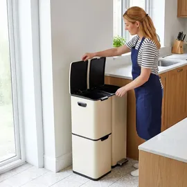 Relaxdays Mülltrennsystem 60 l Beige