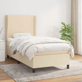 vidaXL Boxspringbett mit Matratze Creme 100x200 cm Stoff - Creme