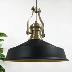Bamyum Pendellampe Vintage, Neo-Asletl Lampe Schwarz Groß Lampe