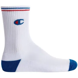 Champion Unisex Socken, 3 Paar - Crew Socken, Logo, Streifen Weiß/Grau/Schwarz EU 35-38