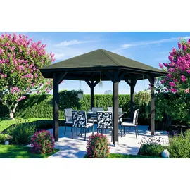 SKANHOLZ Pavillon SKANHOLZ "Nancy 3", grau, B/H/T: 480cm x 316cm x 416cm, Pavillons, 6-Eck, BxT: 480x416 cm