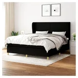 Lattenrost mit Matratze, Schwarz, 180 x 200 cm, Stoff, Plattformbett, mit Lattenhalter, einfache Montage, für Schlafzimmer, Erwachsene