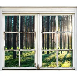 Wandsticker QUEENCE "Wald", beige (natur), T:0,1cm, Wandtattoos, Wandsticker, Wandbild, selbstklebend, 3D, Fenster