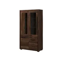 Massivmoebel24 Vitrine Akazie 98 x 40 x 180 cm Dunkelbraun