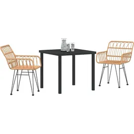 vidaXL Garten Essgruppe 3 pcs Braun Poly Rattan