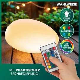 EasyMaxx Solarleuchte Stein 3,7 V inkl. Erdspieß Dämmerungssensor weiß
