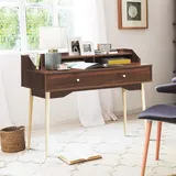 Costway Schreibtisch 110 cm Braun