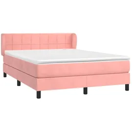 vidaXL Boxspringbett mit Matratze Rosa 140x200 cm Samt