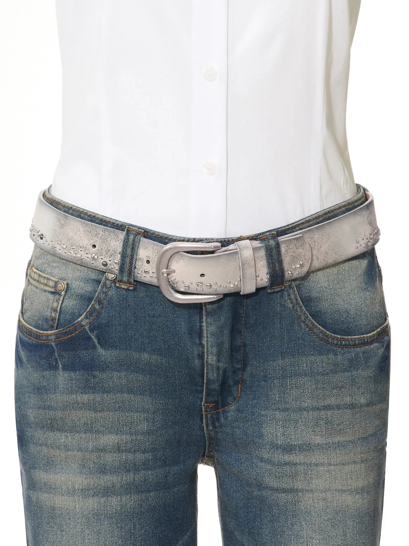 Ledergürtel HEINE, Damen, Gr. 75, silber (silberfarben, metallic), Gürtel Ledergürtel