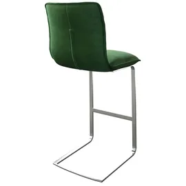 DeLife Barstuhl Maddy-Flex Samt Grün Freischwinger flach Edelstahl, Barstühle