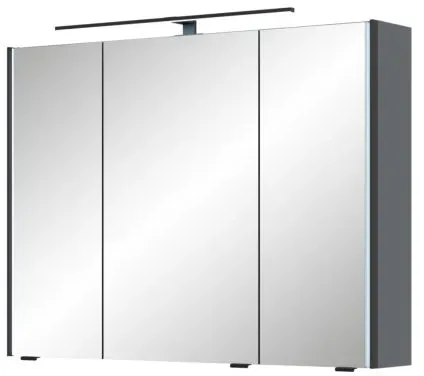 Pelipal Serie 7045 Spiegelschrank SEEA02493G138BA LED-Plus-Aufsatzleuchte, dreitürig, schwarz, 90 cm