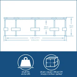 BESTWAY Steel Pro Max Frame Pool 305 x 76 cm lichtgrau