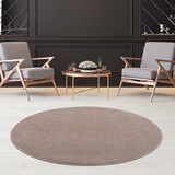 Jimri Fashion4Home Teppich Wohnzimmer – Einfarbig Teppich, Uni Teppich fürs Kinderzimmer, Schlafzimmer, Arbeitszimmer, Büro, Flur und Küche - Kurzflor Teppich Beige, Größe: 200 cm Rund