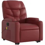 vidaXL Massagesessel mit Aufstehhilfe Elektrisch Kunstleder 89 x 100 x 0 cm Weinrot