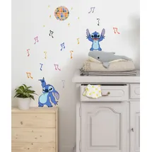KOMAR Stitch Music - Größe 50 x 70 cm - Disney, Wandsticker, Kinderzimmer