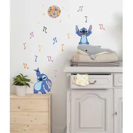 KOMAR Stitch Music - Größe 50 x 70 cm - Disney, Wandsticker, Kinderzimmer