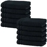 Erwin Müller Handtuch Handtuch "Heidelberg" 10er-Pack, Walk-Frottier Uni schwarz 50 cm x 100 cm