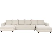 Beliani Ecksofa 5-Sitzer Lilviken Stoff Hellbeige