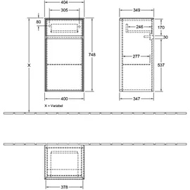 Villeroy & Boch V&B Seitenschrank Collaro 40,4x74,8x34,9cm, Anschl re, glossy grey