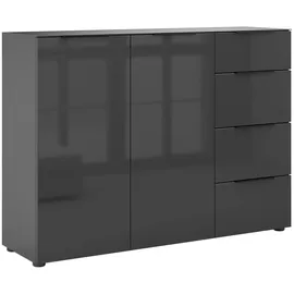 manjana möbel Kommode 135 x 98,7 x 40 cm Anthrazit matt / Schwarz