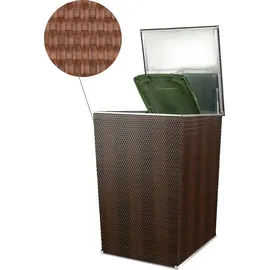 Dynamic24 Polyrattan Mülltonnenbox Aufbewahrung Mülltonne Mülltonnenverkleidung Müllbox, Farbe:Braun