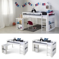 Hochbett mit Schreibtisch Kinderbett 90x200 cm Etagen Stock Bett Homestyle4u