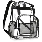 HUANRU Klarer Rucksack Wasserdichter transparenter Tagesrucksack PVC Durchsichtiger Büchertasche Lässiger Rucksack für Schulreisen, Schwarz