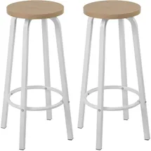 Woltu Barhocker 2er Set 72 cm rund Hell Eiche