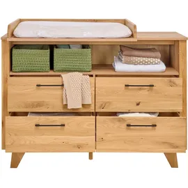 JIMMYLEE Wickelkommode Berta, Eiche, Holzwerkstoff, Eiche, teilmassiv,Hartholz,Hartholz, 131x90x77 cm, Babymöbel, Wickelkommoden & Zubehör, Wickelkommoden